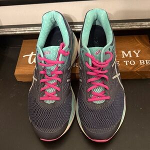Asics Women's Athletic Shoes - Navy, Teal, and Pink